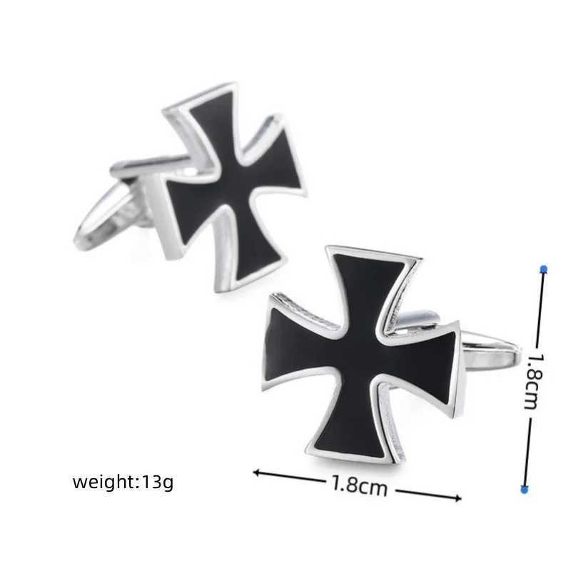 High quality black cross cufflinks fashionable French shirt badge brass material brand design mens wedding cufflinks XJ250614