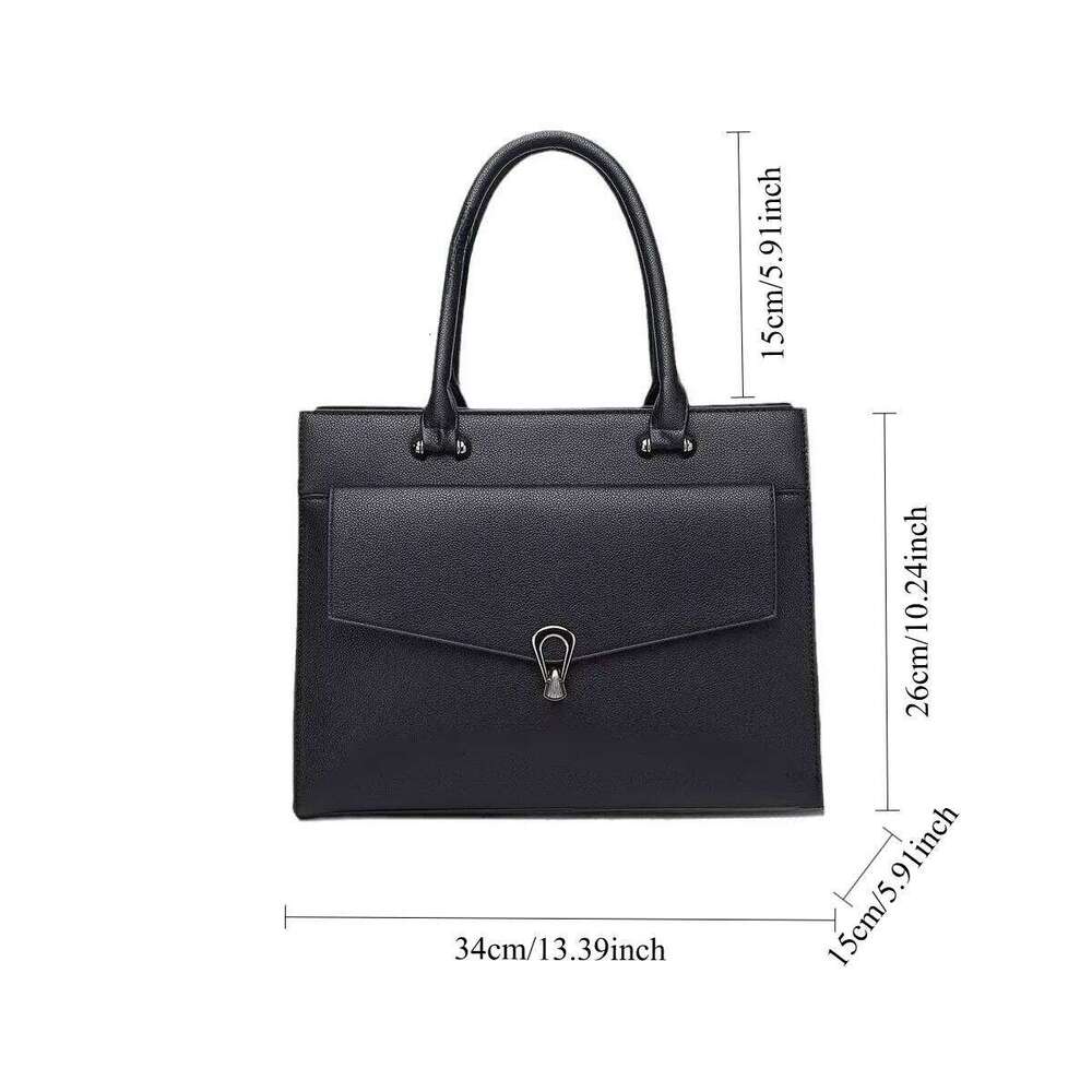 Ladies' Fashionable Retro Vegan Leather Tote Bag With Large Capacity And Multiple Compartments, Front Pocket, Business Handbag