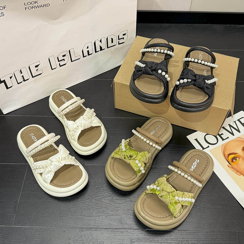 Ddmyoutdoor French Style Stunning Dress Matching Low Heel For Women Summer New Thick Sole Beach Roman Sandals Outdoor Shoes