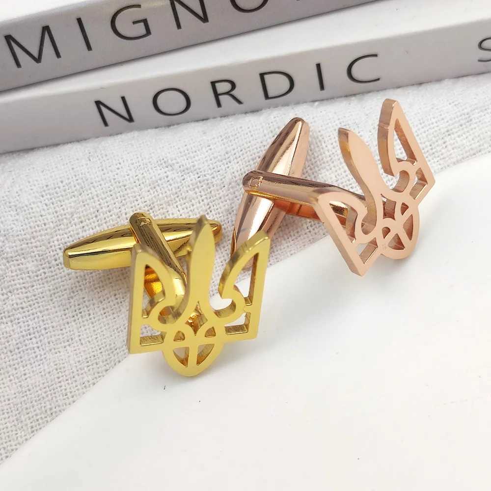 Mens Cufflinks Ukrainian Symbol Cufflink Charm Stainless Steel Cutout Design Shirt Cuff Buttons for Mens High Quality Jewelry XJ250614