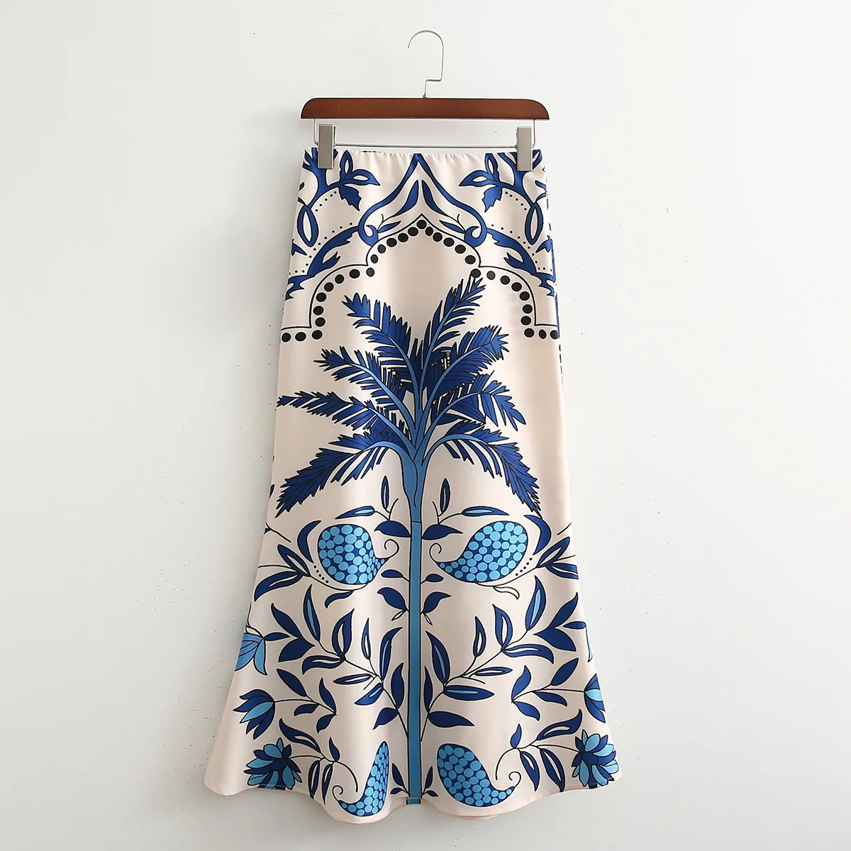 2025 Women Fashion Print Midi Skirts Set Woman 2 Pieces Women Suit Female Long Sleeve Blouses Tops Vintage Casual Sets 250609