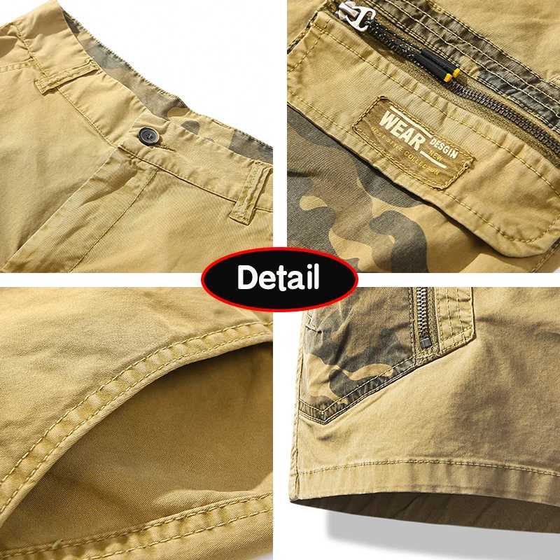 2024 Men Summer Outdoor Leisure Loose Cotton Cargo Shorts Men Buttons Comfortable Solid Color Straight Fashion Design Short MaleW250614