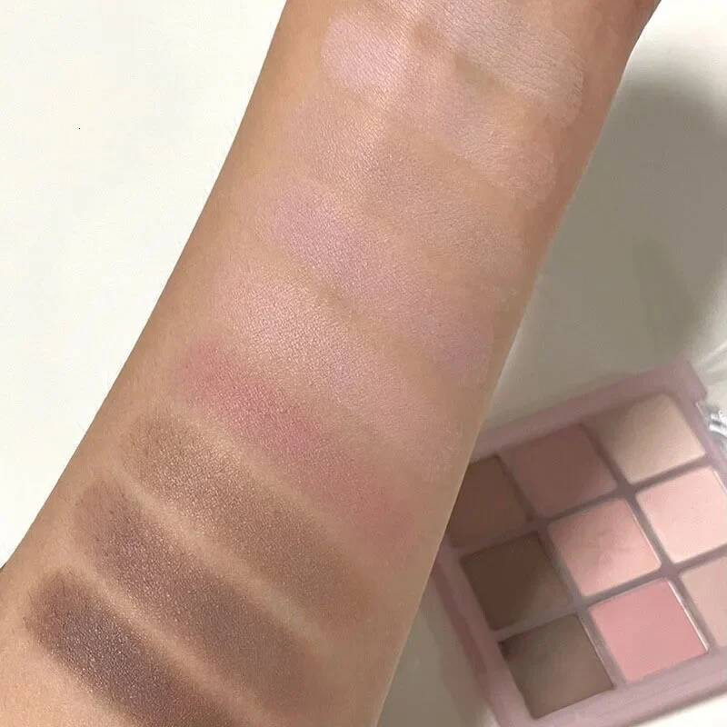 DIKALU New Nine-color Palette Rose Pink Color Pearly Matte Glitter Eyeshadow Shiny Shadow Long-lasting Eye Makeup