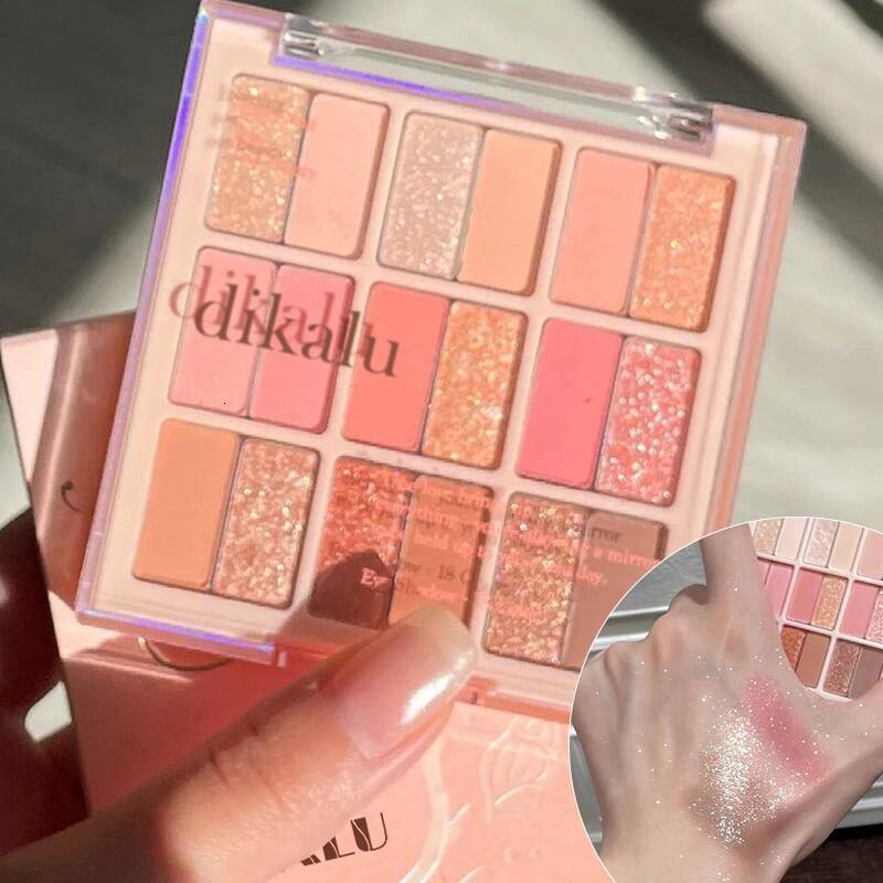 18-colors in One Summer Coral Color Glitter Eyeshadow Long Lasting Blue Pink Eye Makeup Tint Shimmer Palette