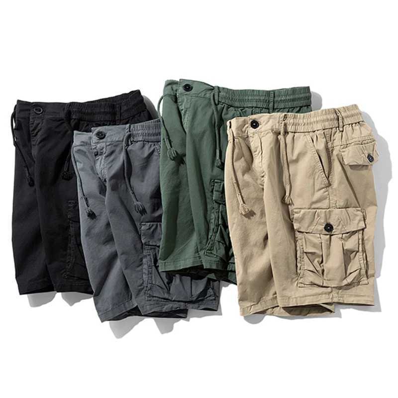 Men Summer New Brand Cotton Cargo Shorts Mens Classic Casual Multi-pocket Tactical Shorts Pants Elastic waist Jogger Shorts Male W250614