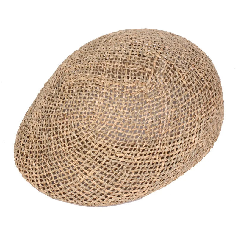 QBHAT Summer Straw Berets Straw Berets Men Women Handmade Straw Lafite Hats Breathable Cool Beach Cap Travel Sunhat 250604