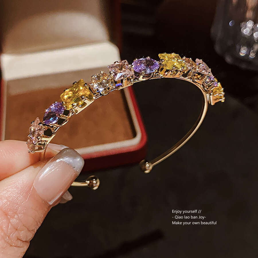 INS hot 25 New Designer bracelet Luxury Jewelry Colored Gemstones Zircon Flower Double Layer Open Niche High-end Elegant Commuting Clover Jewelry for 