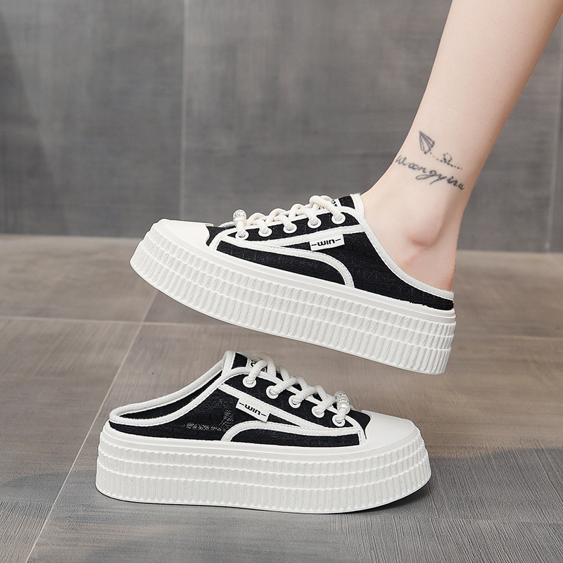 Ddmyoutdoor Thick Sole Closed Toe Half For Women Outdoor Wear Summer New Slip On Lazy Breathable Mesh Fisherman Slippers Outdoor Shoes