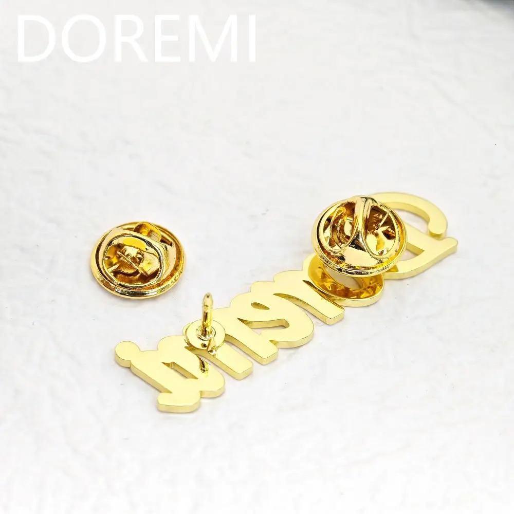 DOREMI Stainless Steel DIY Custom Name Brooches Mens Gift Jewelry Package Pin Name Brooch 250610