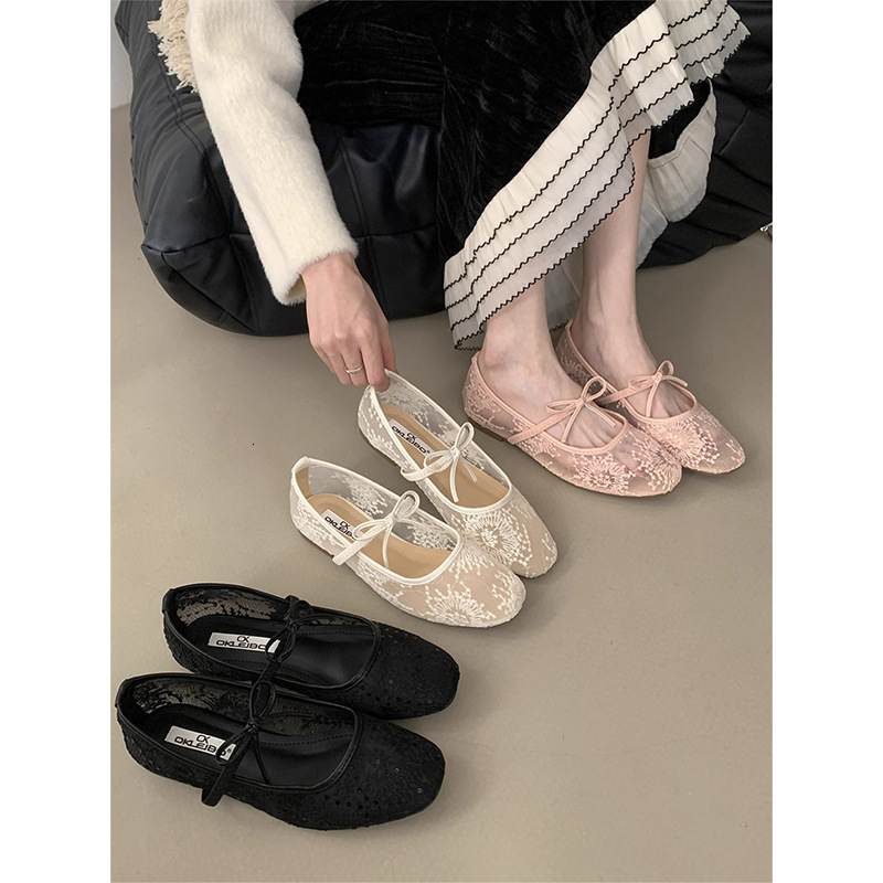Ddmyoutdoor Flat French Style Pink Breathable Mary Jane For Women New Spring Bow Evening Shoes Outdoor Shoes