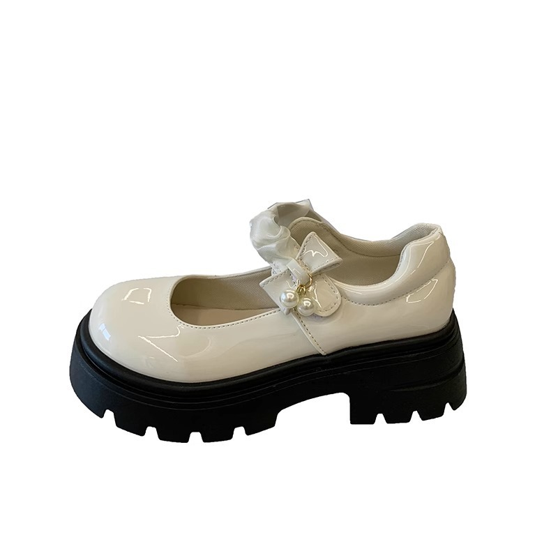 Ddmyoutdoor French Style Slip On Women S Elegant Height Increasing JK Round Toe With Mary Jane Small Leather Shoes Outdoor Shoes