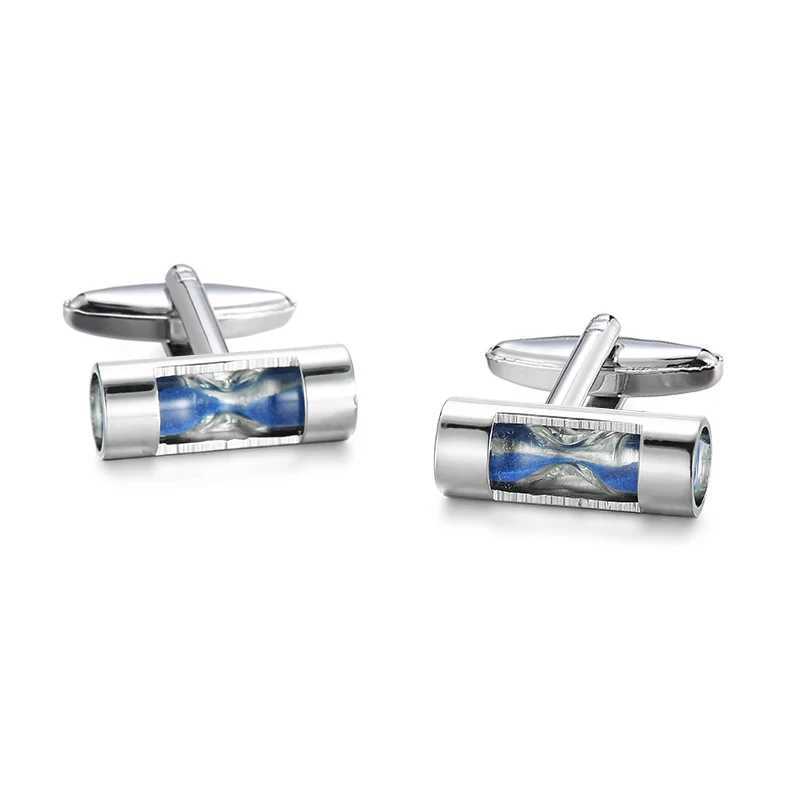 Classic Mens French Shirt Cufflinks Blue Time Hourglass Cuff Buttons Wedding Suits Accessories Jewelry Gifts XJ250614