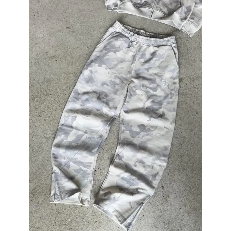 Suit European and American fashionable loose casual wide-leg pants high street camouflage retro clothing man personality hip-hop 250612