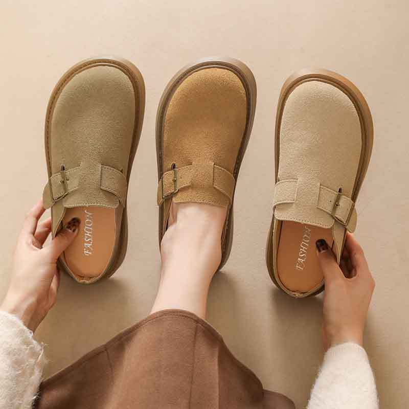 Ddmyoutdoor Baotou Thick Soled Slippers For Women New Spring Summer Round Toe Height Increasing Non Slip Dress Shoes Stylish Outdoor Shoes