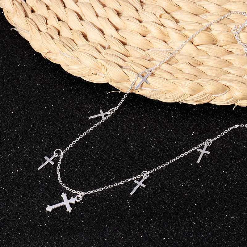 Silver Color Cross Necklaces Pendants for Women Choker Clavicle Chain Jewelry Femme Bijoux Collares Z250614