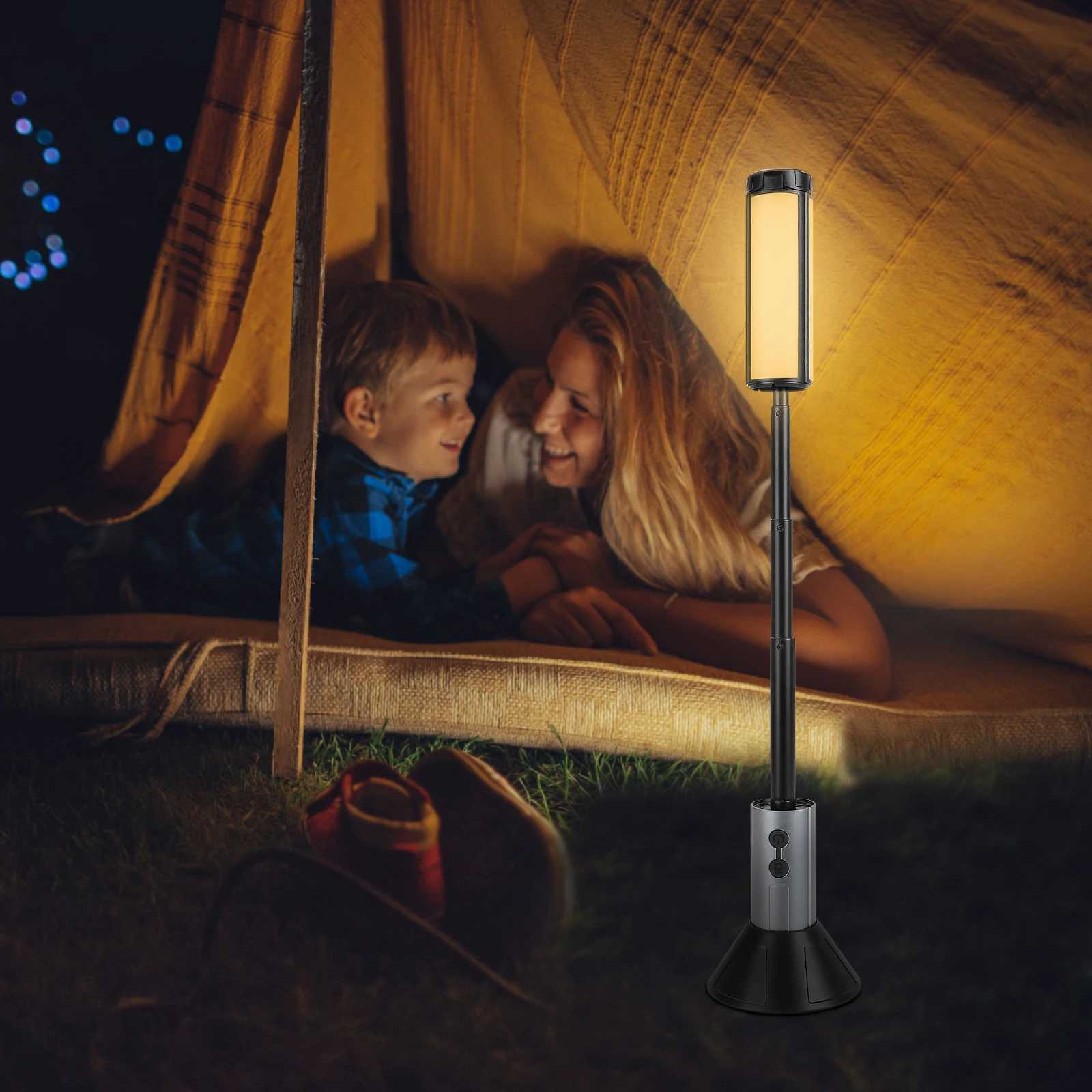 2-in-1 Rechargeable Camping Lantern Flashlight Telescopic Design with Hook Multi-Use Outdoor Emergency Work Light W250613