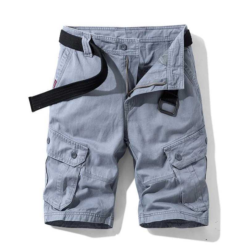 2025New Men Summer Outdoor Leisure Buttons Cargo Style Shorts Men Solid Straight Cotton Comfortable Fashion Design Short Pants W250614