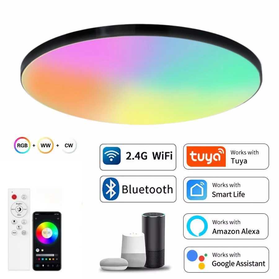 Smart Tuya Ceiling Light WIFI Round RGB APP Remote Dimming Alexa Google Voice Bedroom Living Room Decor LED Ceiling Lamp XJ2500613