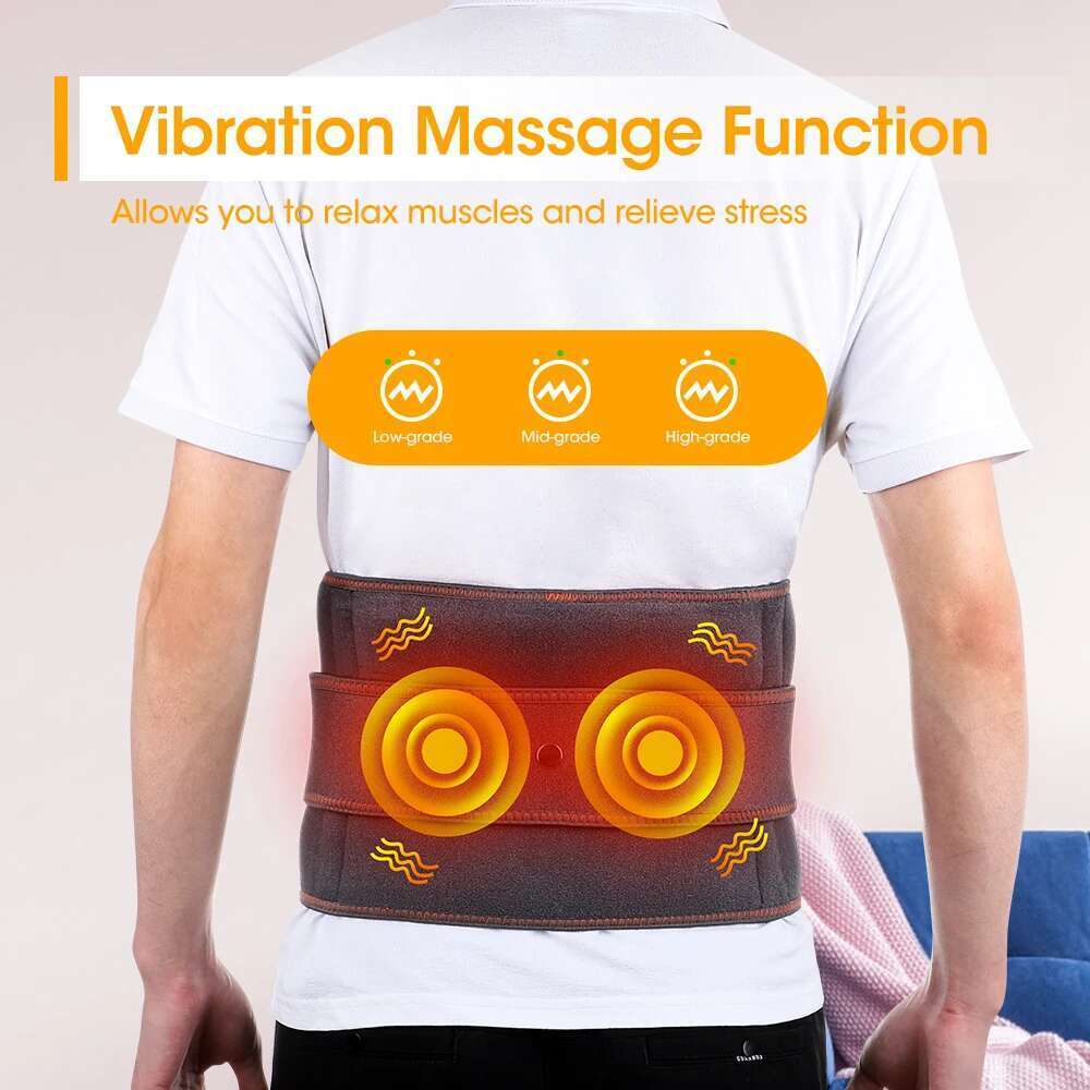 Heating Waist Electric Vibration Lumbar Hot Compress Heated Pad Back Support Belt Fatigue Relax Muscle Massager