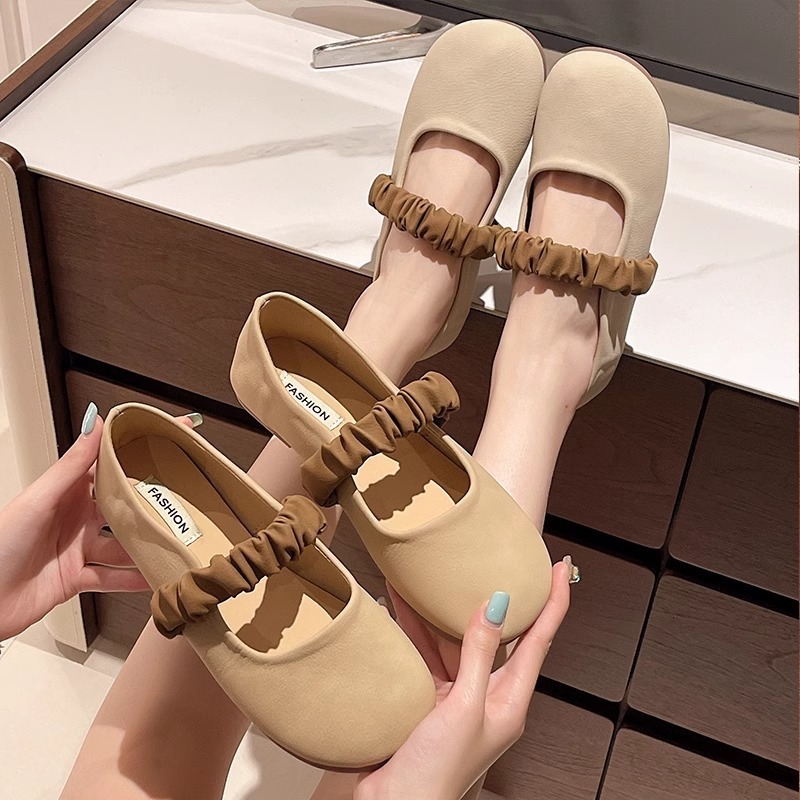 Ddmysports French Dress For Women Spring Summer New Gentle Style Evening Round Toe Shallow Mouth Soft Sole Small Single Shoes Outdoor Shoes