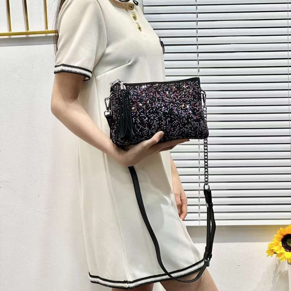 Style Full Shiny Underarm Bag for Women 2024 New Trendy Fashion Versatile Single Shoulder Crossbody Multi Hot Diamond Small Square