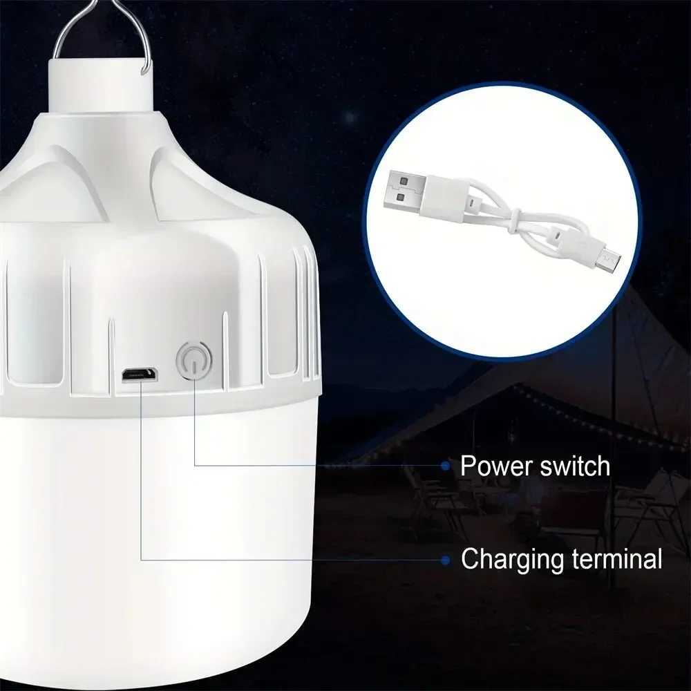 Portable Camping Light USB Rechargeable LED Bulb Emergency Lighting Flashlight Lights Outdoor Picnics Hanging Tent Light W250613