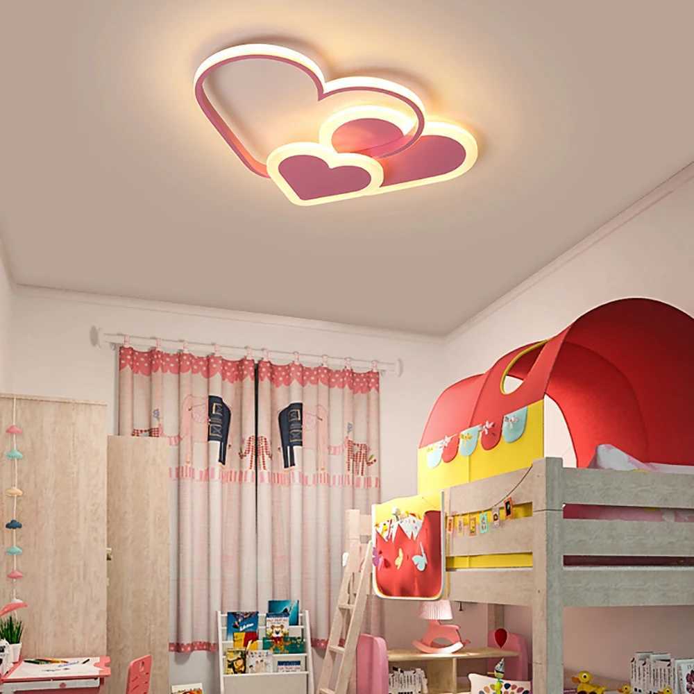 Creative Heart-Shaped Ceiling Light Pink LED Light with Remote Control Eye-Friendly Energy-Saving Perfect for Bedroom XJ2500613