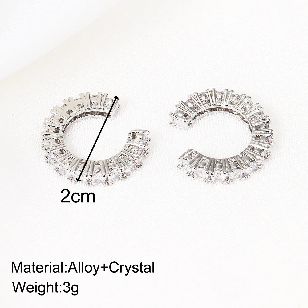 2Pcs Full Rhinestone Zircon Ear Cuff Ear Clip for Women No Pierced C Shape Earcuff Ear Wrap Earcuff Clips Jewelry Gifts 250610