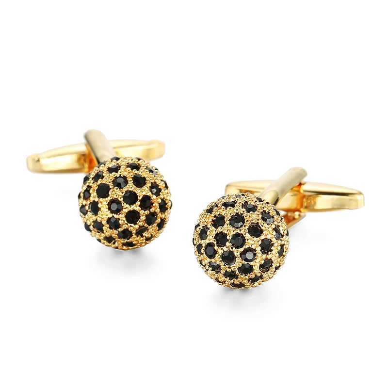 Mens French shirt cufflinks copper material black crystal ball cufflinks mens wedding clothing accessories wholesale XJ250614