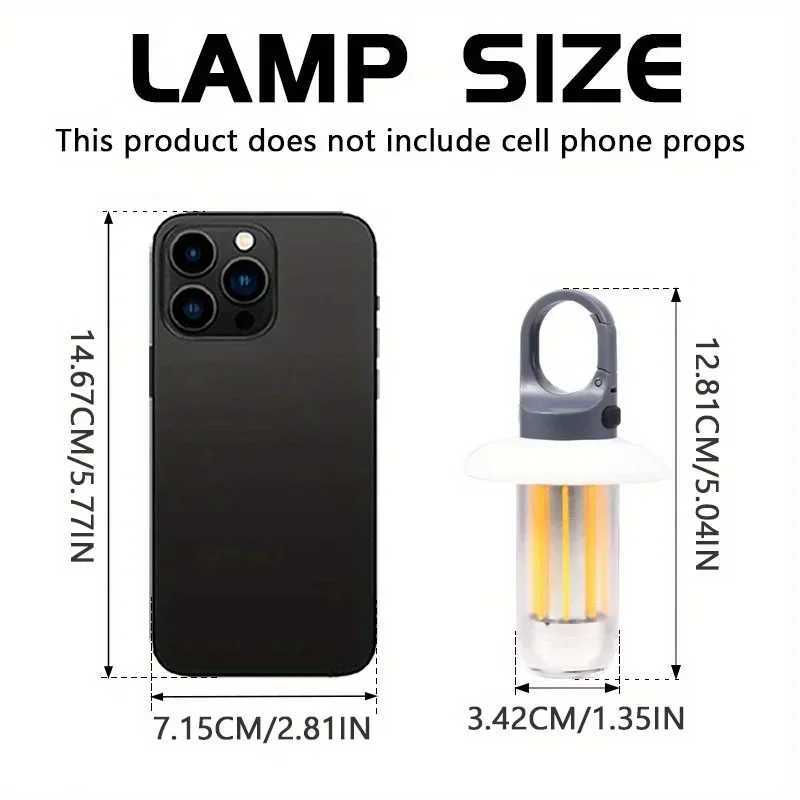 YY17 Portable Camping Lantern-Mini Waterproof LED Hanging Light Dual-Light Source Outdoor Bulb for Emergency Travel Backpacking W250613