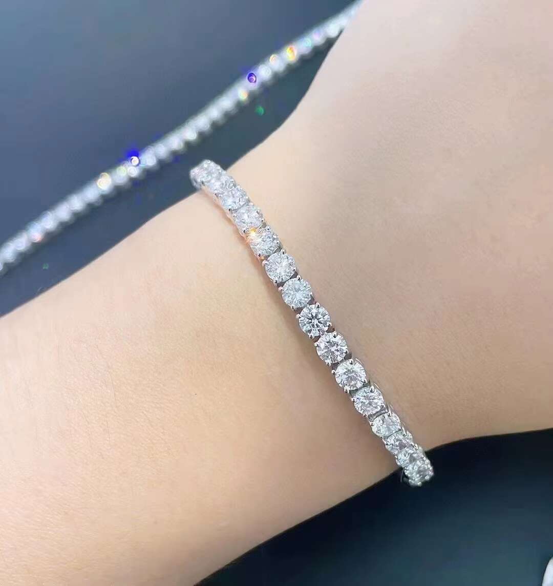 Factory Price 3mm Moissanite Diamond Bracelet 14K Real Solid White Gold 16cm 18cm 20cm 22cm Luxury Tennis Bracelet