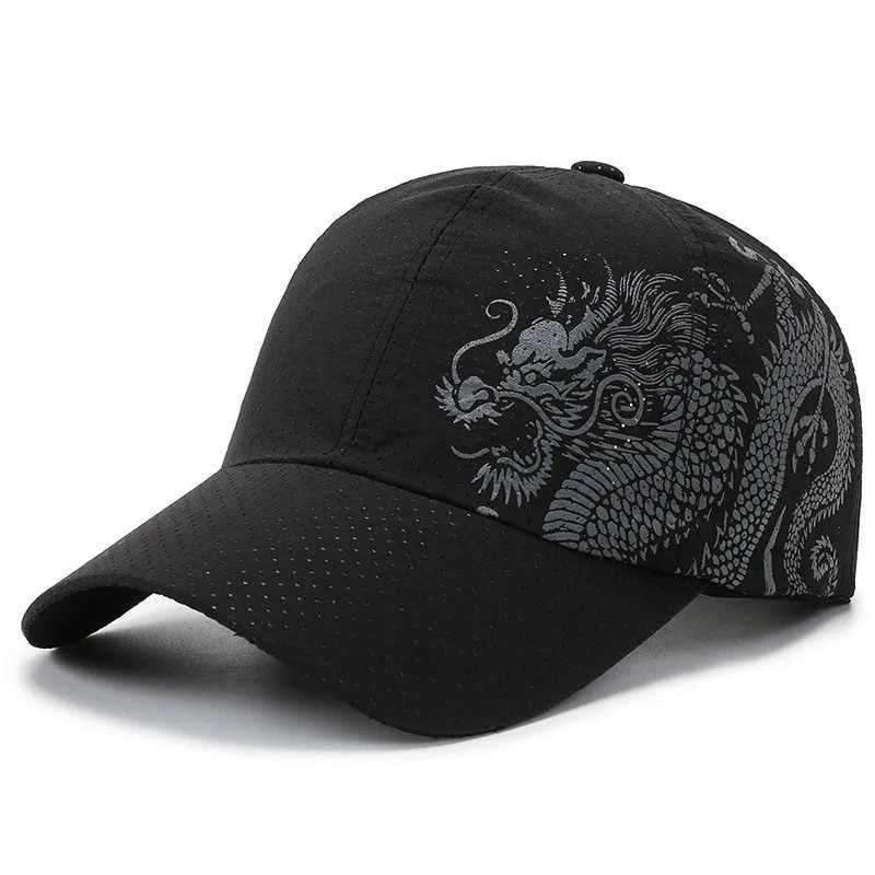 Spring and summer quick drying sports baseball cap with dragon pattern mens and womens duckbill cap fashionable and W250614