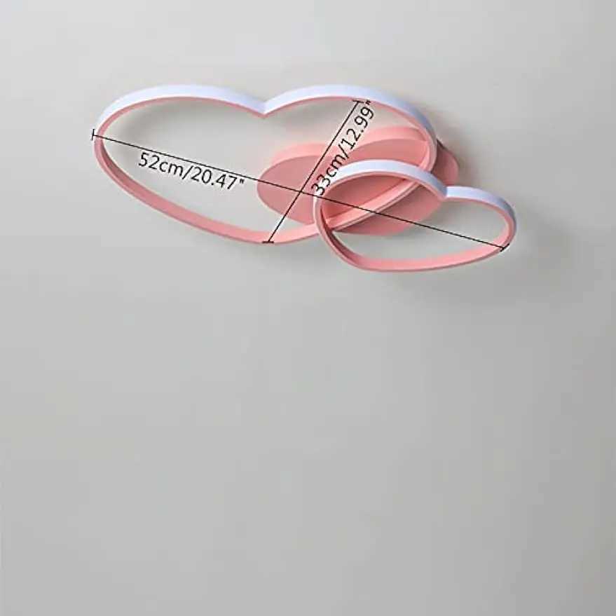 42W Heart-Shaped Flush Mount Ceiling Chandelier Lighting Creative Acrylic 2 Heart Ring Ceiling Lamp Fixture XJ2500613