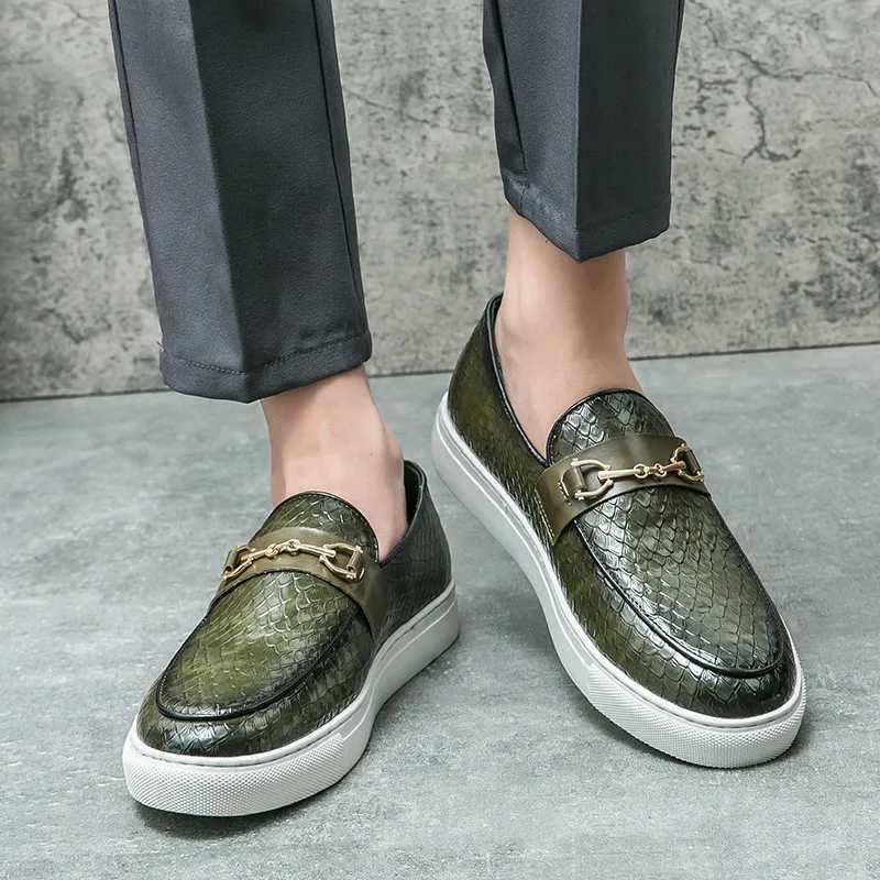 British style Green Leather Loafers Men Fi Business Office Casual Shoes Men Casual Dress Leather Shoes for MenXJ250614