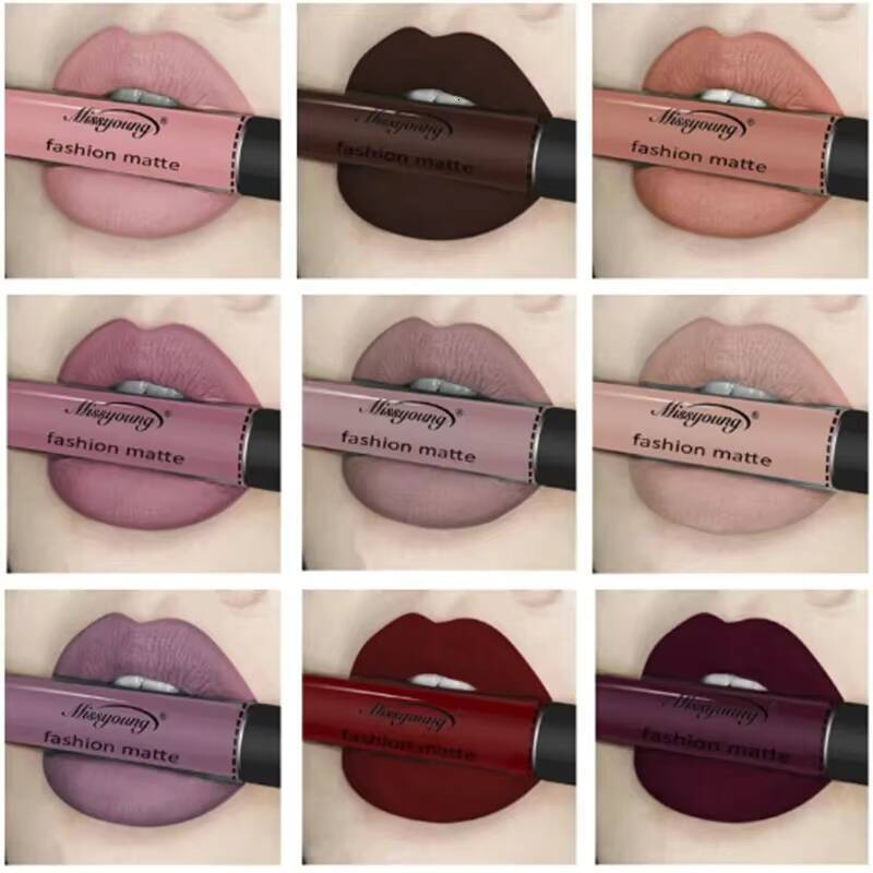 1Pcs Brown Nude Chocolate Color Liquid Lipstick Lip Gloss Batom Matte Maquiagem happy