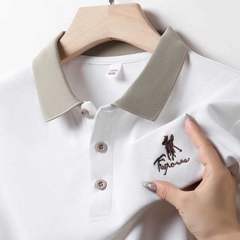 Mens summer new lapel mens short sleeve polo shirt Embroidery solid color business casual mens polo shirt GP 221 Z250613