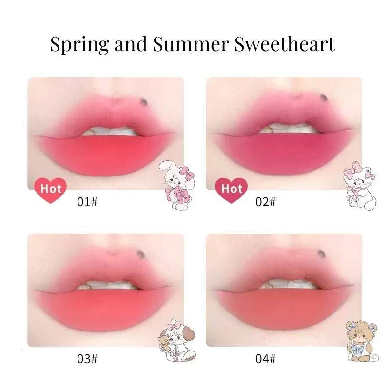 FLORTTE/MIKKO Co Branded Lipstick Milk Cake Cream Soft Mud Lip Glaze Tint Matte Velvet Lipsticks Beauty Korean Cosmetics happy