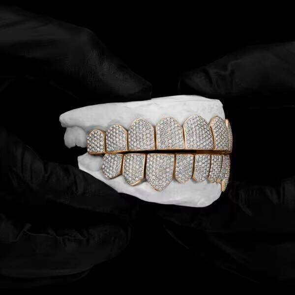KIBO Jewelry HipHop Rapper VVS Teeth Mens IceCold Silver And GoldPlated Carbon Silicon Grillz