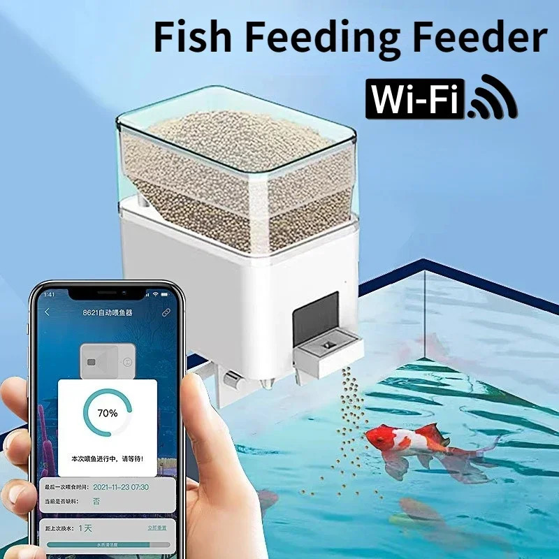 Automatic Aquarium Fish Tank Feeder Timing/Wifi Wireless Smart Phone App Intelligent Ser Voice Remote Control Fish Feeding 250624