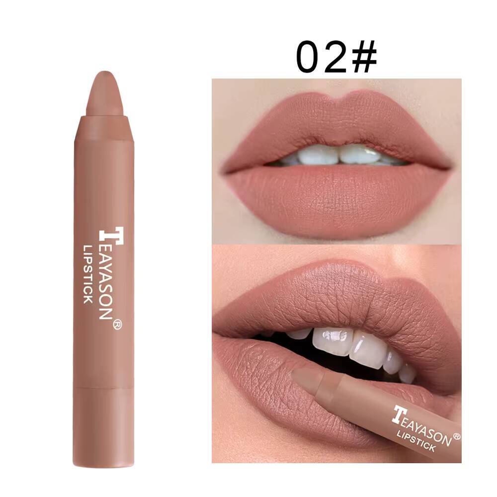 Nude Apricot Pen Waterproof Sexy Red Brown Matte Lipstick Tint Contour Lip Liner Makeup Lasting Non-stick Cup Cosmetics happy