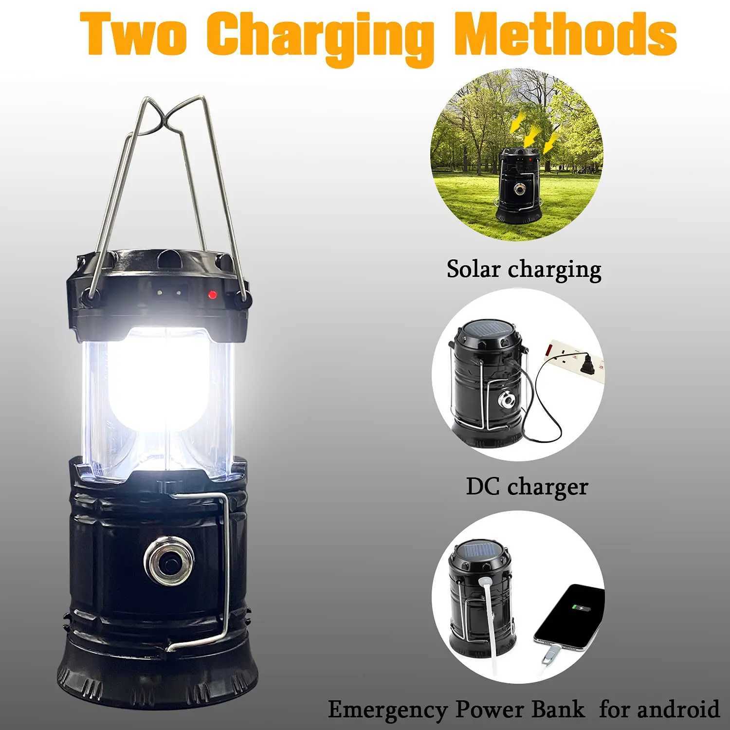 Rechargeable Mini Solar Camping Lanterns Collapsible Portable LED Camping Lantern Emergency Essentials Hiking Outdoor Flashlight W250613