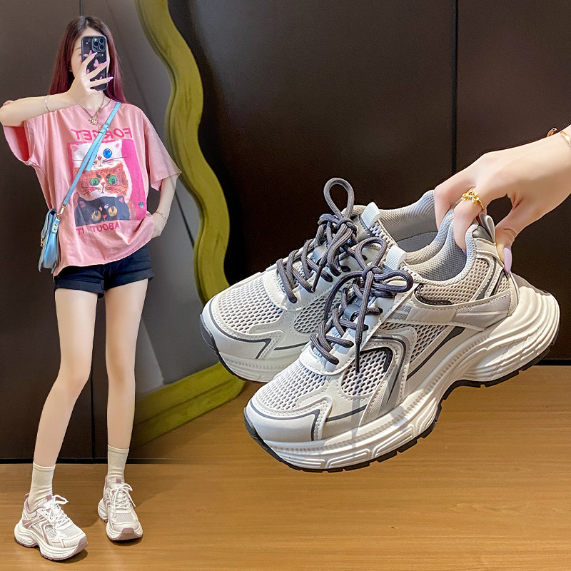 Ddmysports Ins Korean Style New Dad For Women Summer Student Sports Running Casual Shoes Thick Sole Height Increasing ZL Outdoor Shoes