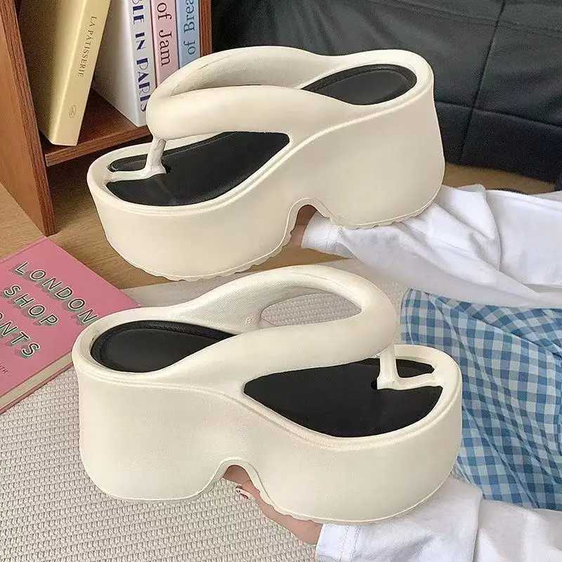 Womens Clip Toe Wedge Flip Flops 2025 Summer Chunky Platform Beach Sandals Woman Thick Sole High Heeled Eva Slippers Slides Z250614