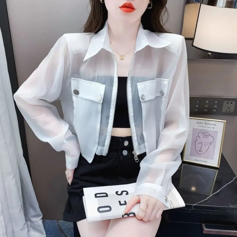 Protection jacket women Sunprotective coat Coat for Summer Air Conditioning Clothing Breathable Solid Color 250611