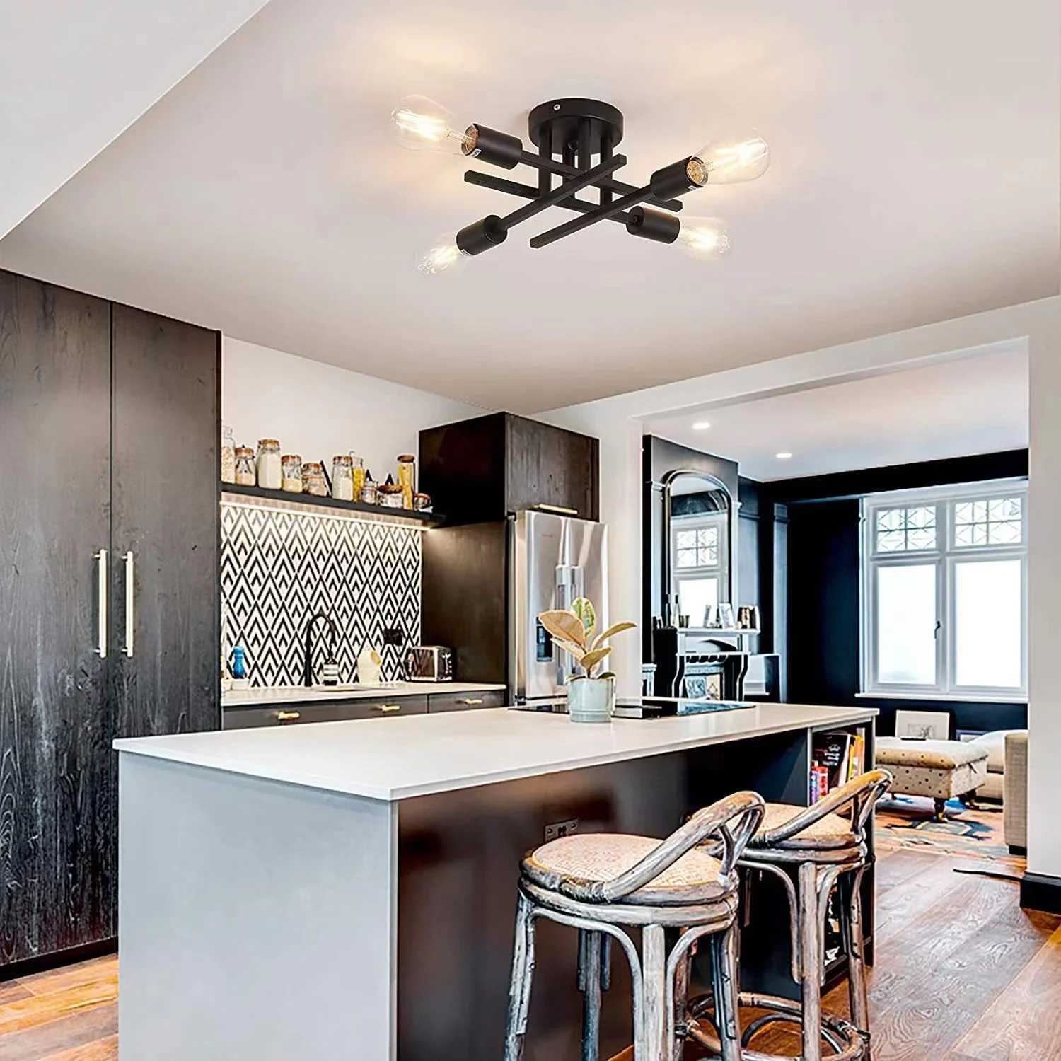 Retro Industrial Chandelier Black/Gold Wrought Iron LED Ceiling Lamp E27 Light Living Room Modern Decor Home Lighting FixtureXJ2500613