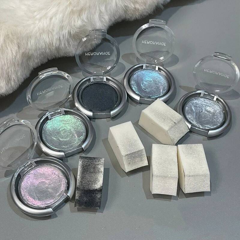 Smoky Glitter Eyeshadow Punk Black Shimmer Pink Mashed Potatoes Texture Cool Monochrome Eye Shadow Palette Pearly Matte Makeup