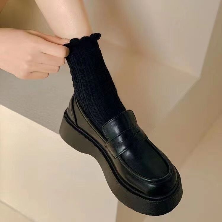 Ddmysports British Style Women S Leather Shoes New Spring Autumn Platform Thick Sole JK Uniform Mary Jane Loafers Outdoor Shoes