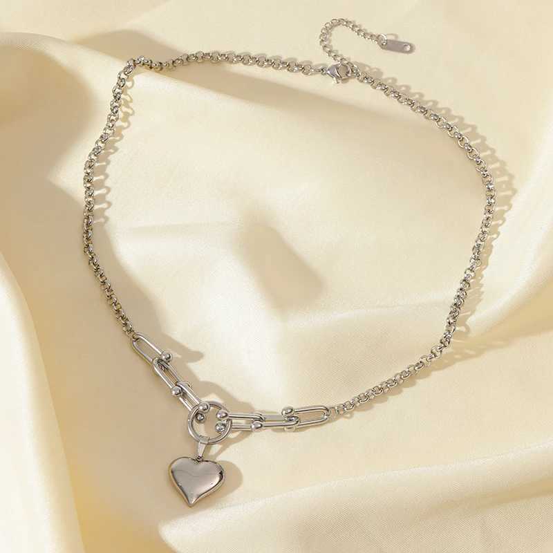 EILIECK 316L StainlESS Steel Silver Color Heart Pendant Necklace For Women New Fashion Dangle Neck Chain Waterproof Jewelry Z250614