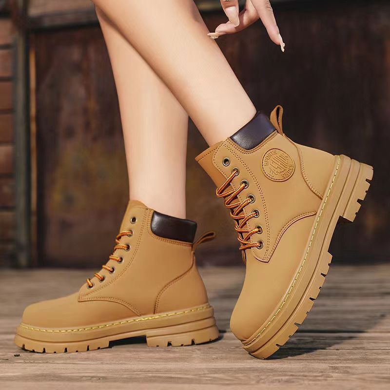 Ddmysports New Yellow Martin Street Summer Winter Season Sweet Cool British Style Short Lace Up Slimming Boots For Women Outdoor Shoes