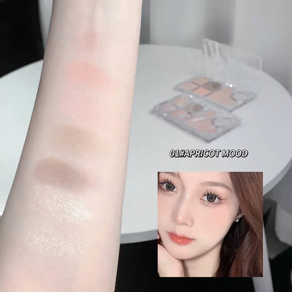 Pinky Heart Gege Bear Matte Pearlescent Earth Color Sequin Long-Lasting Eyeshadow And Contour Palette Makeup